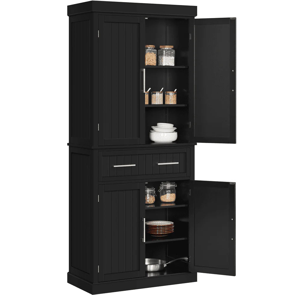 Topeakmart 72.5" H Kitchen Pantry Cabinet with Doors and Adjustable Shelves, White