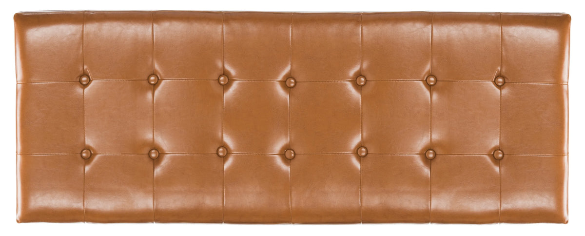 SAFAVIEH Large Manhattan Rustic Tufted Storage Bench, Brown