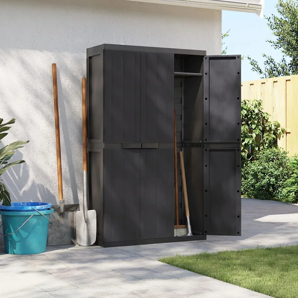 vidaXL Outdoor Storage Cabinet Black 25.6"x14.6"x33.5" PP