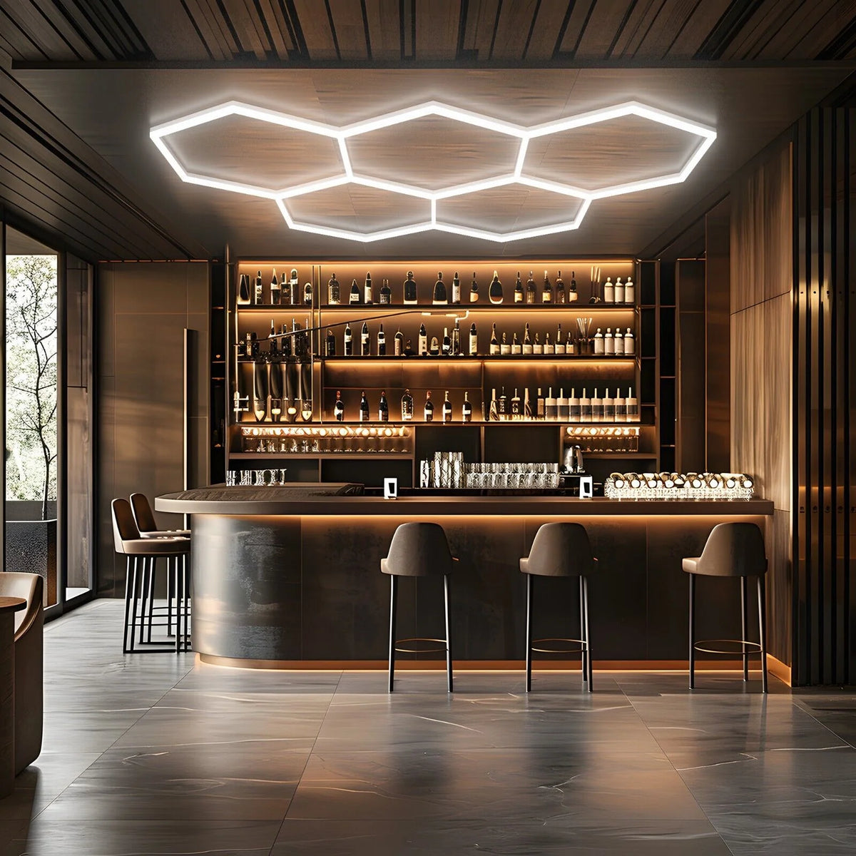 Led Hexagon Ceiling Workshop Lights Luxury Led Garage Gym Hexagonal Light 6500K