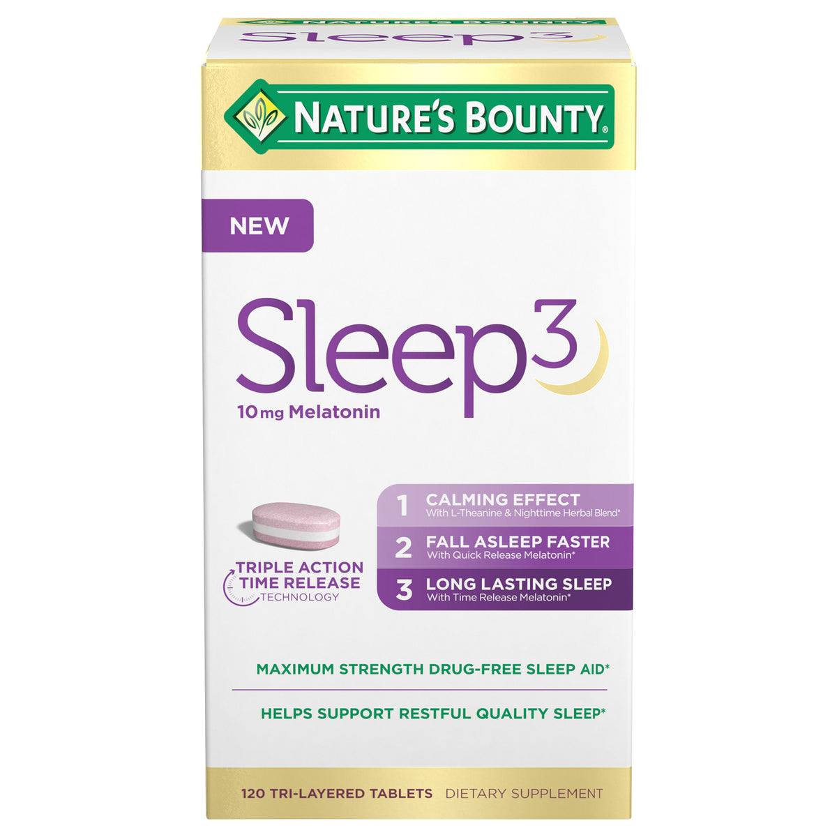 Nature's Bounty Sleep3 10 mg. Melatonin, 120 Tablets