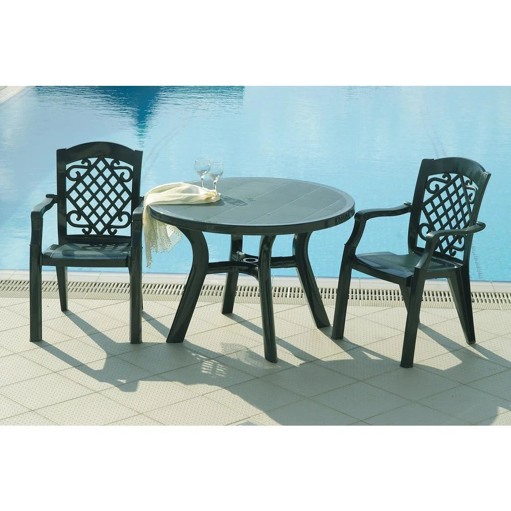 Compamia Truva Transitional Plastic 42" Round Resin Patio Dining Table in White