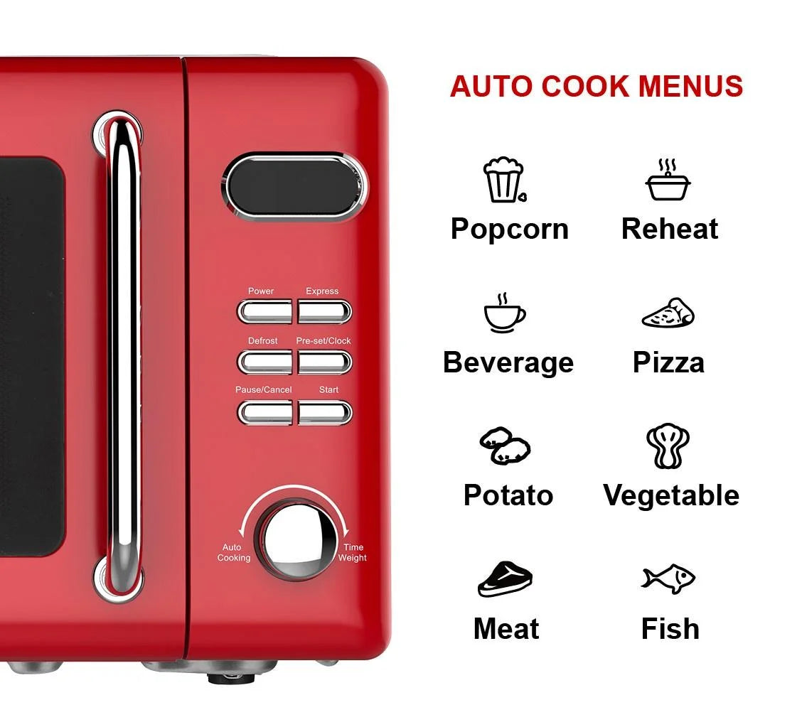 Emerson 0.7 Cu Ft, 700W Red Retro Countertop Microwave Oven, MWR7020RD