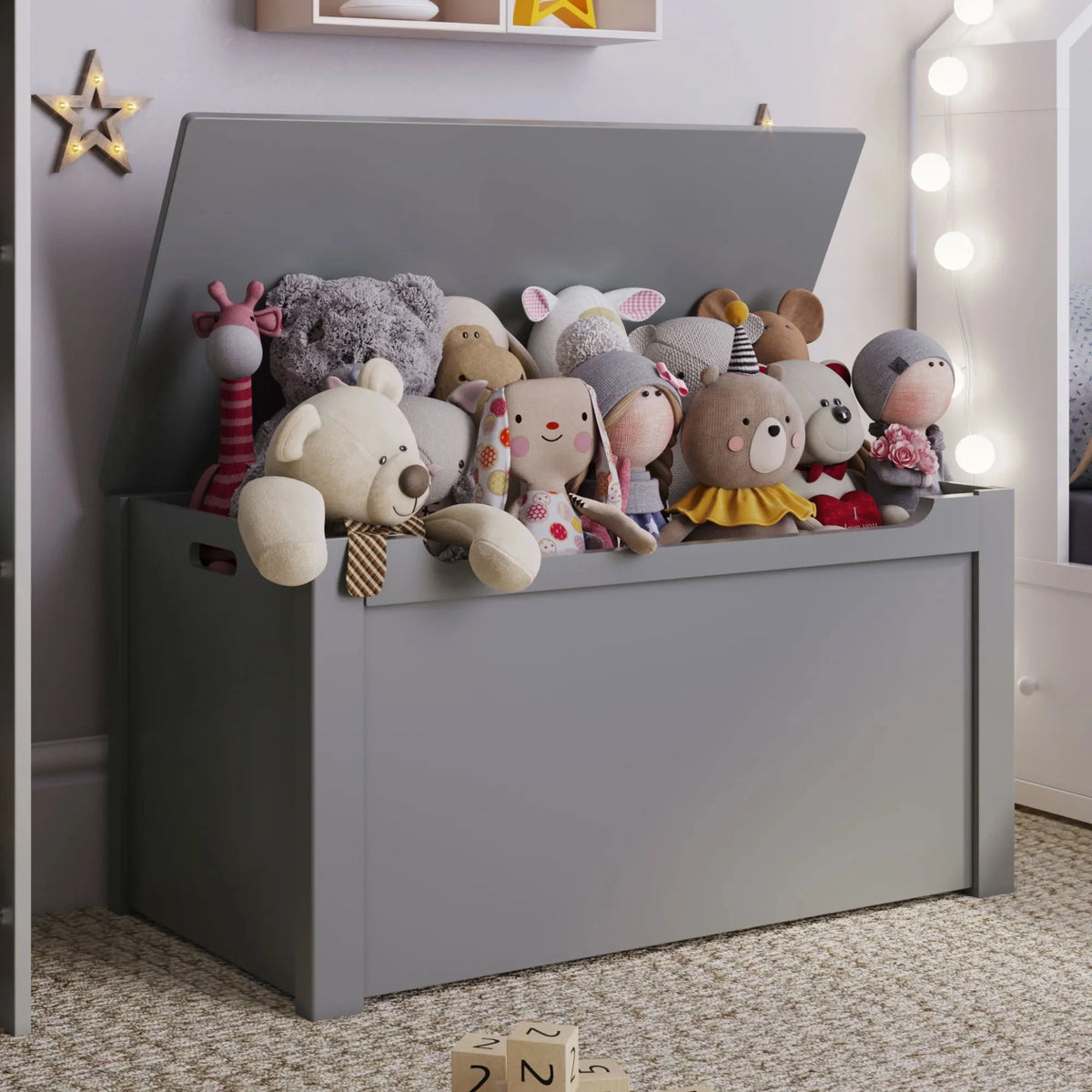 Sturdis Wooden Toy Box Spacious Storage for Home Organization, White