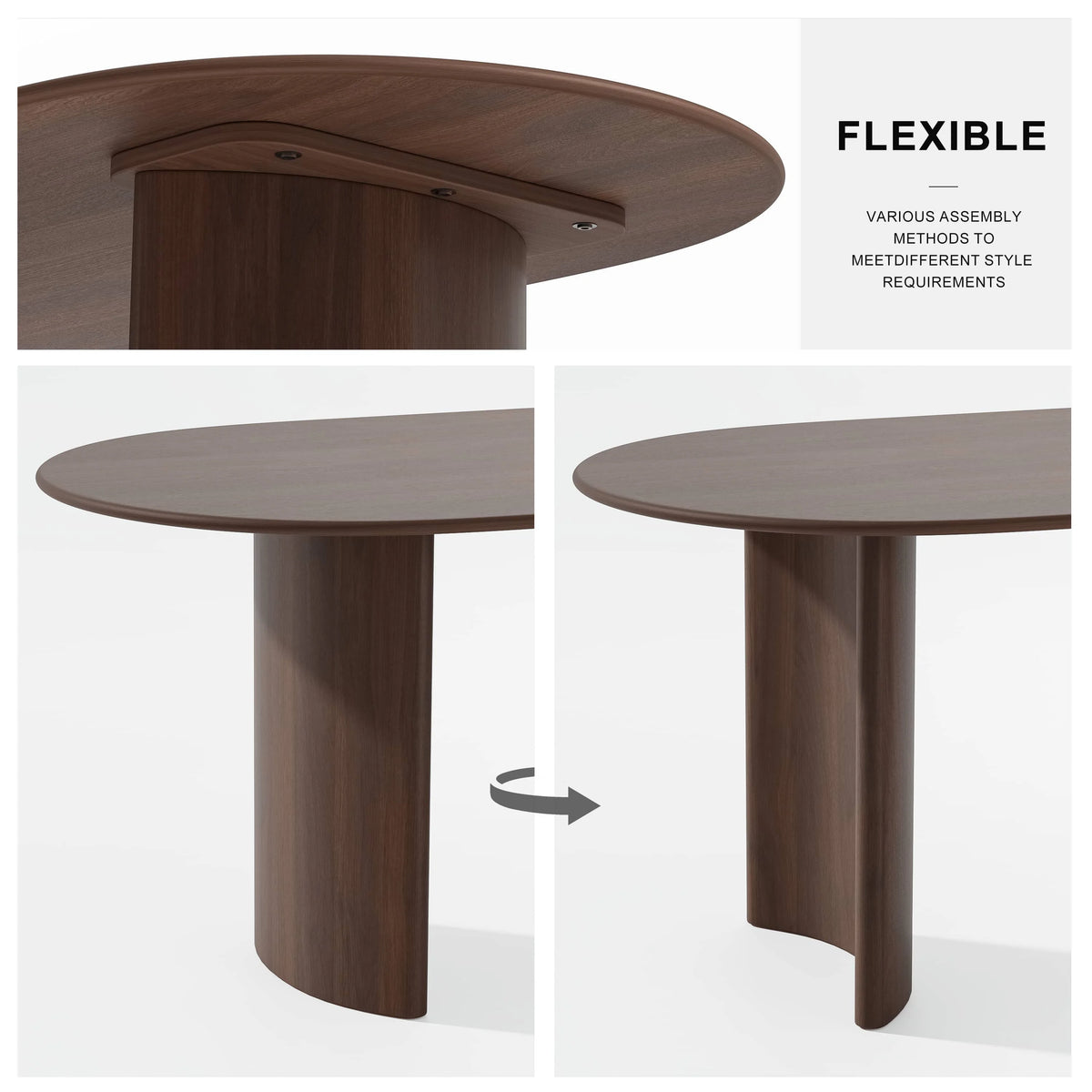 Haiden 79"x33.5" Soild Wood Dining Table Oval Kitchen Table, Black