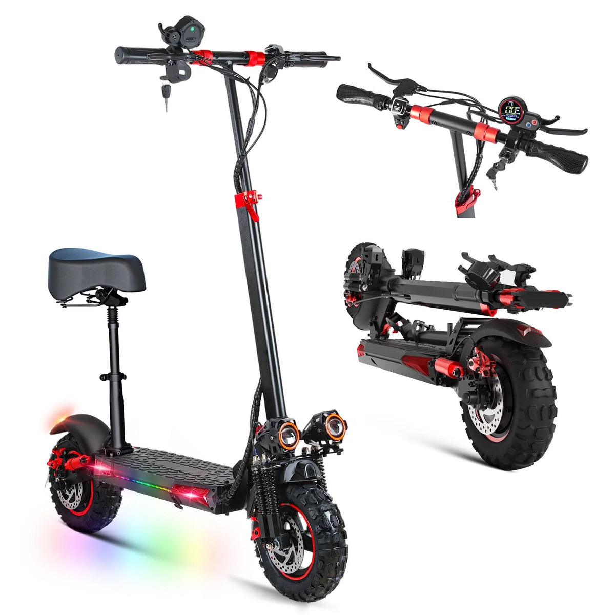 MIWEN 11'' Offroad Electric Scooter for Adult with Seat��1200W Motor up to 34MPH,30-34Miles Long Range Fast Electricscooter��48V 21Ah Foldable Escooter