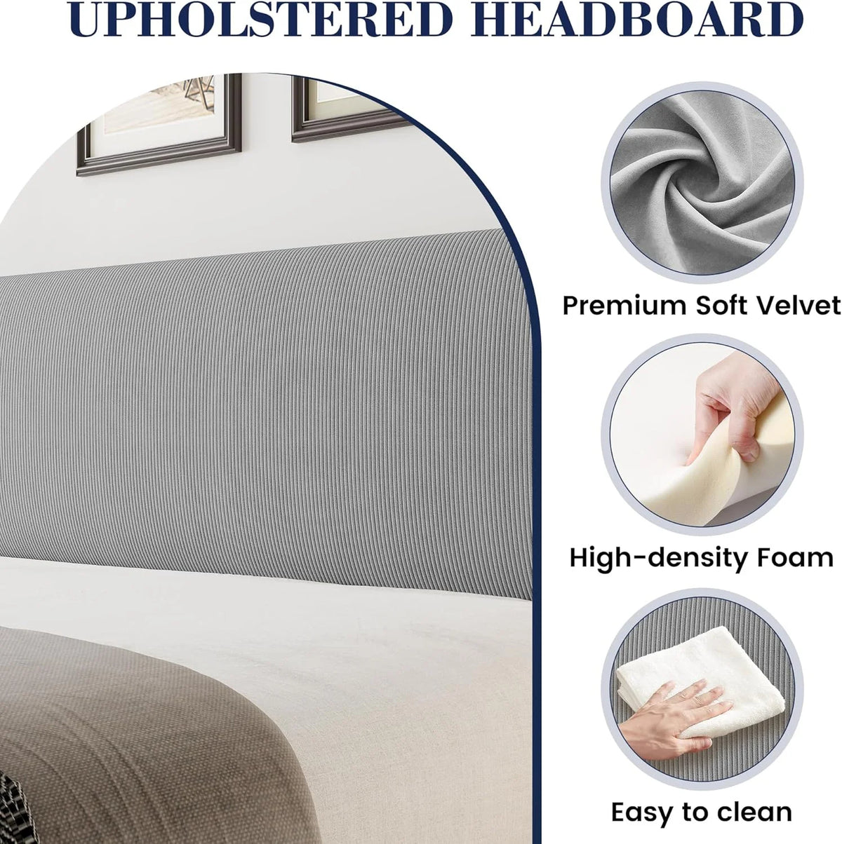 Full Size Bed Frame with Wingback Headboard,Luxurious Velvet Upholstered Platform Bed Frame with Wooden Slat Support,No Box Spring Required,Easy Assembly,Dark Gray