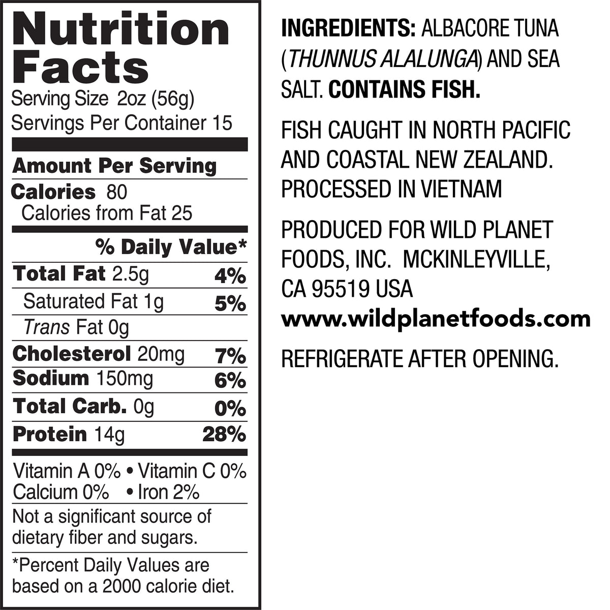 Wild Planet, Albacore Wild Tuna, 5 oz, 6-Count