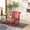 Modern Velvet Dining Chair with Solid Wood Legs, Tufted Vanity Chairs with Back, Accent Chair with Wood Frame, Single Sofa Chair for Bedroom, Living Room, Office, Study Room, Black