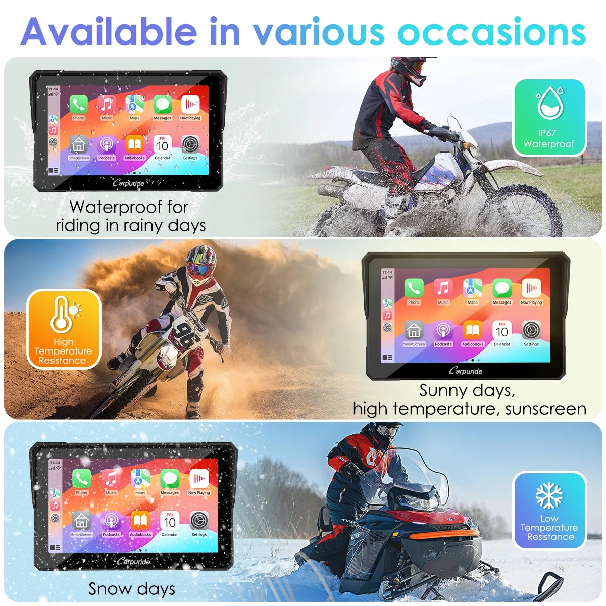 Carpuride Carplay & Android Auto��IP67 Smart Screen for  Motorcycle Stereo, Light Sensor��702�� ?