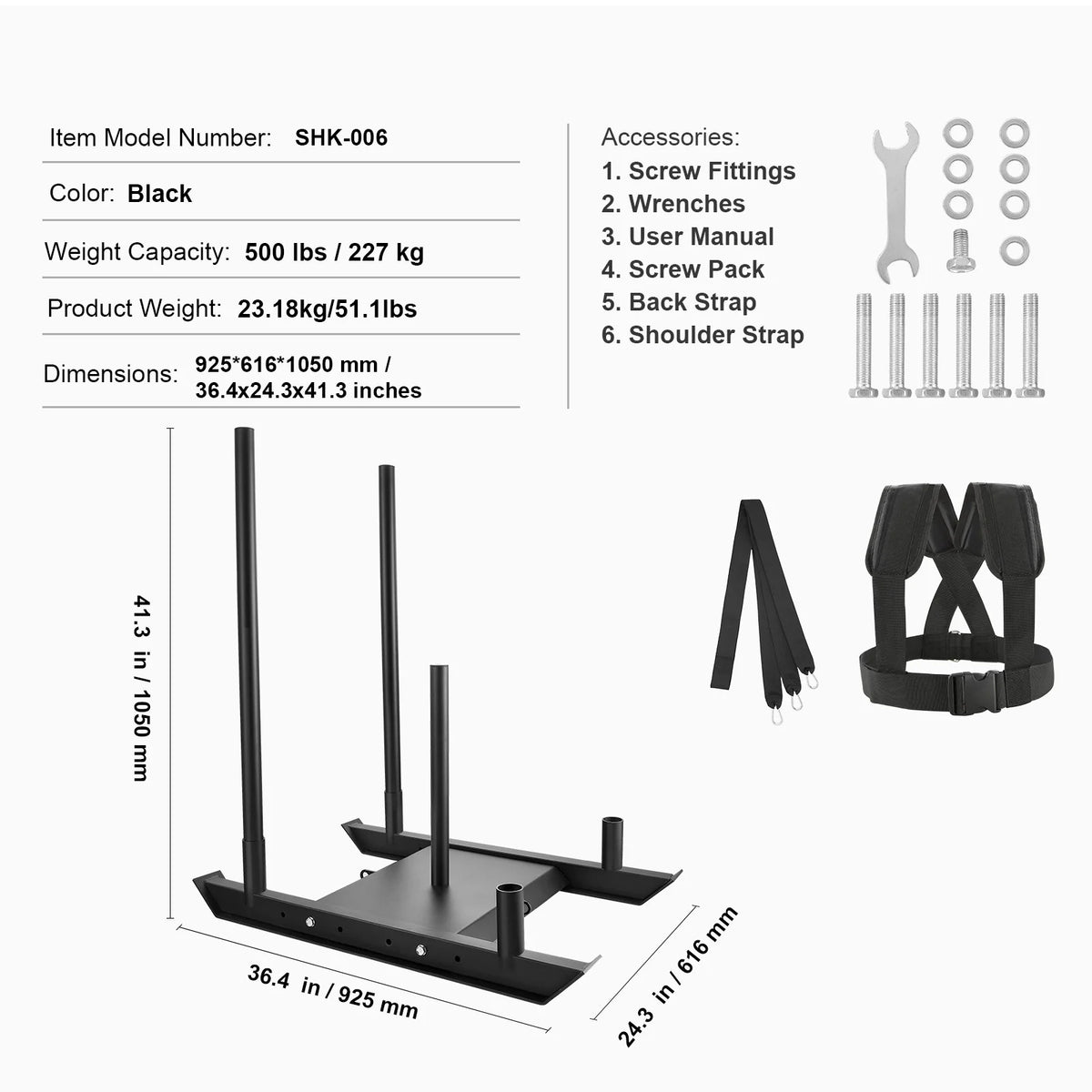 KFFKFF Weight Power Pull Push Sled Fitness Strength Speed Resistant Training Sled