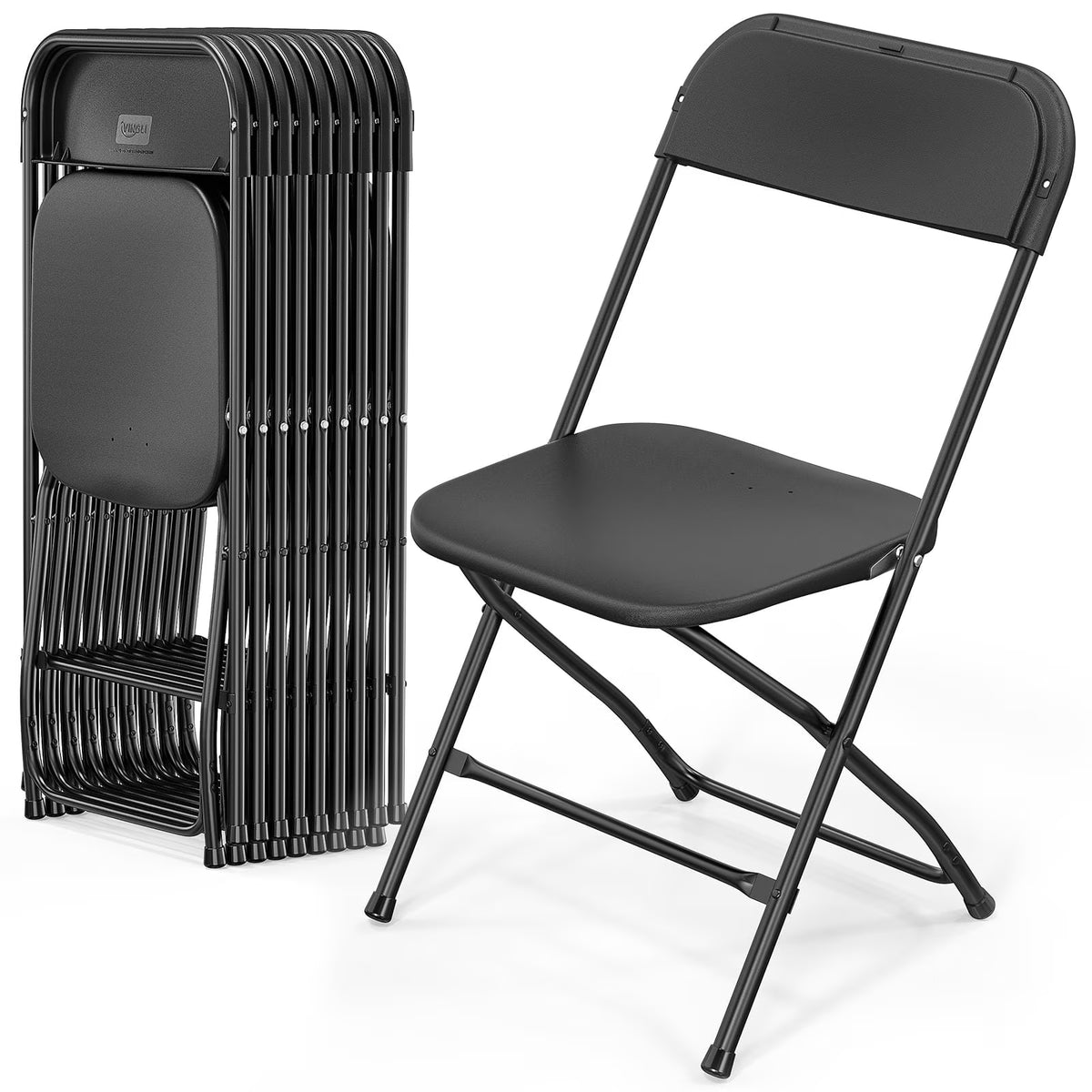 JOYMOR 10 Pack White Plastic Folding Chair, Indoor Outdoor Stackable Seat
