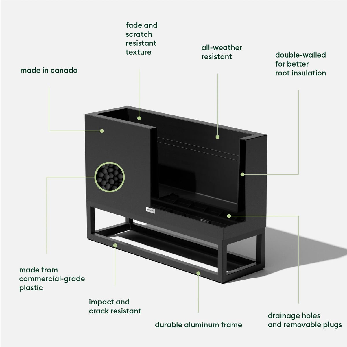 Veradek Block Series Raised Long Box Plastic Planter - (32 in., Black)