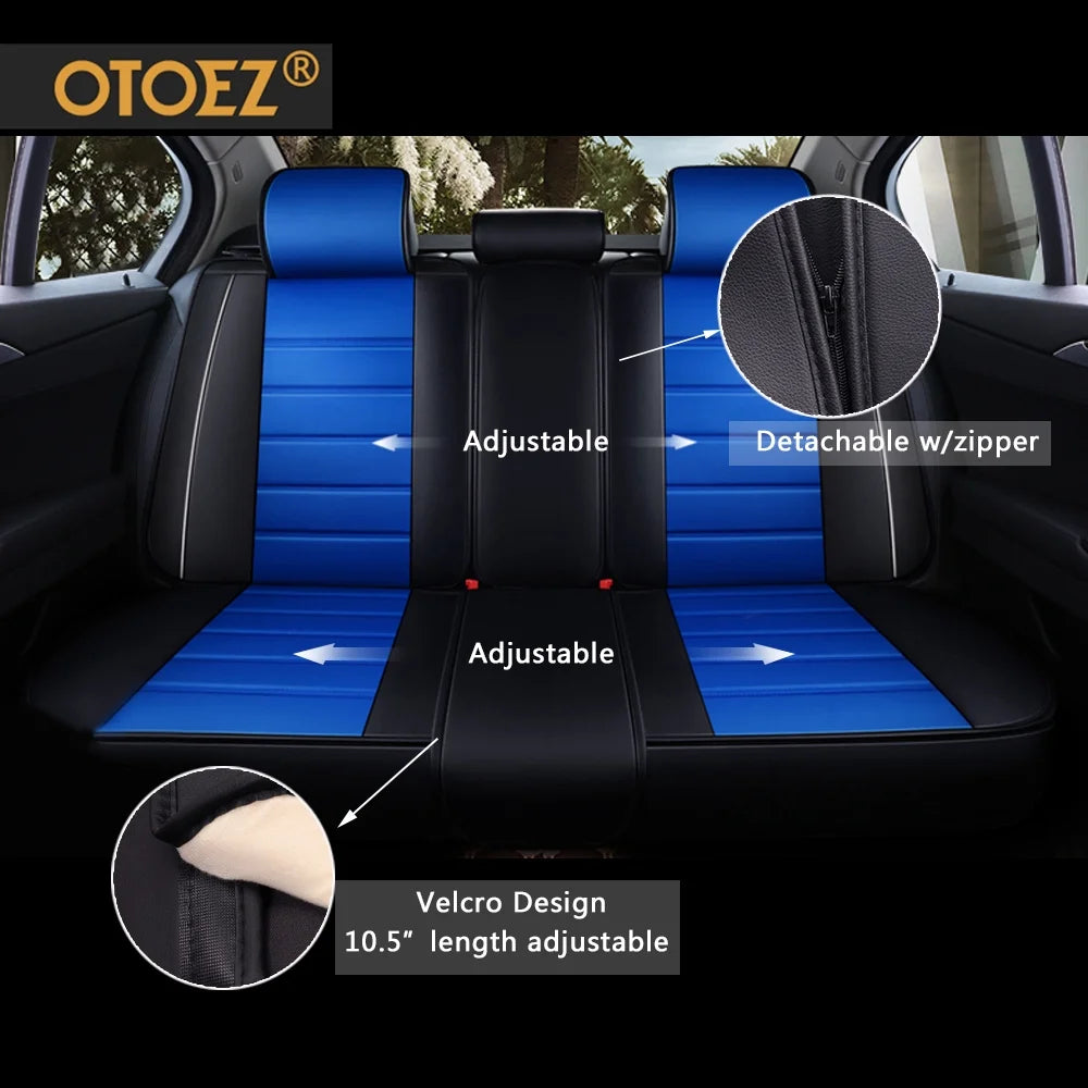 OTOEZ Leather Car Seat Cover Universal 5 Seats Full Set Front Rear Seat Protector
