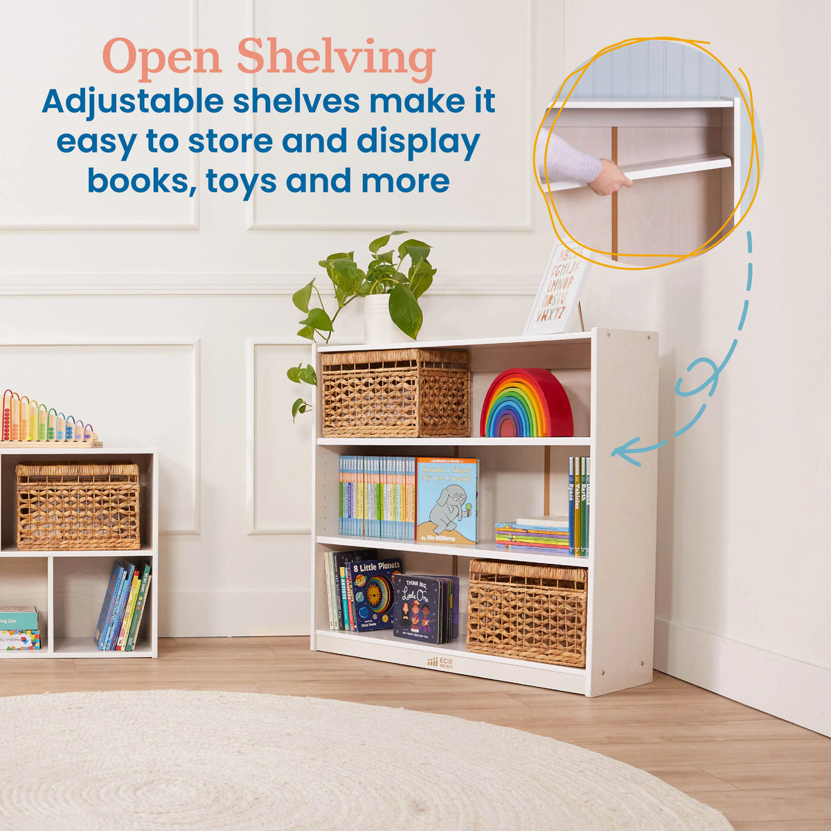ECR4Kids Classic Bookcase, 36in, Grey Wash
