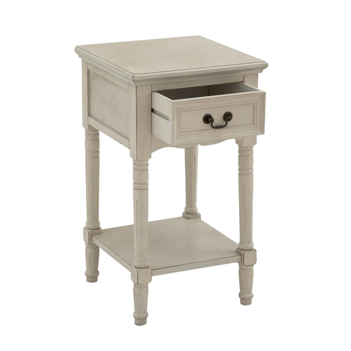 DecMode 17" x 25" Cream Wood 3 Drawer Cabinet, 1-Piece