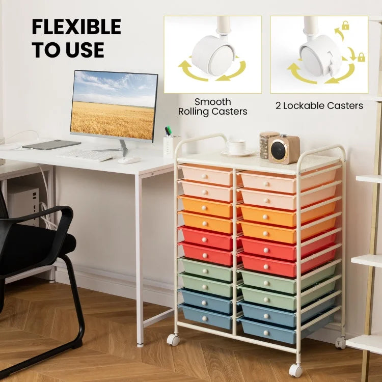 20 Drawers Rolling Storage Cart Studio Organizer