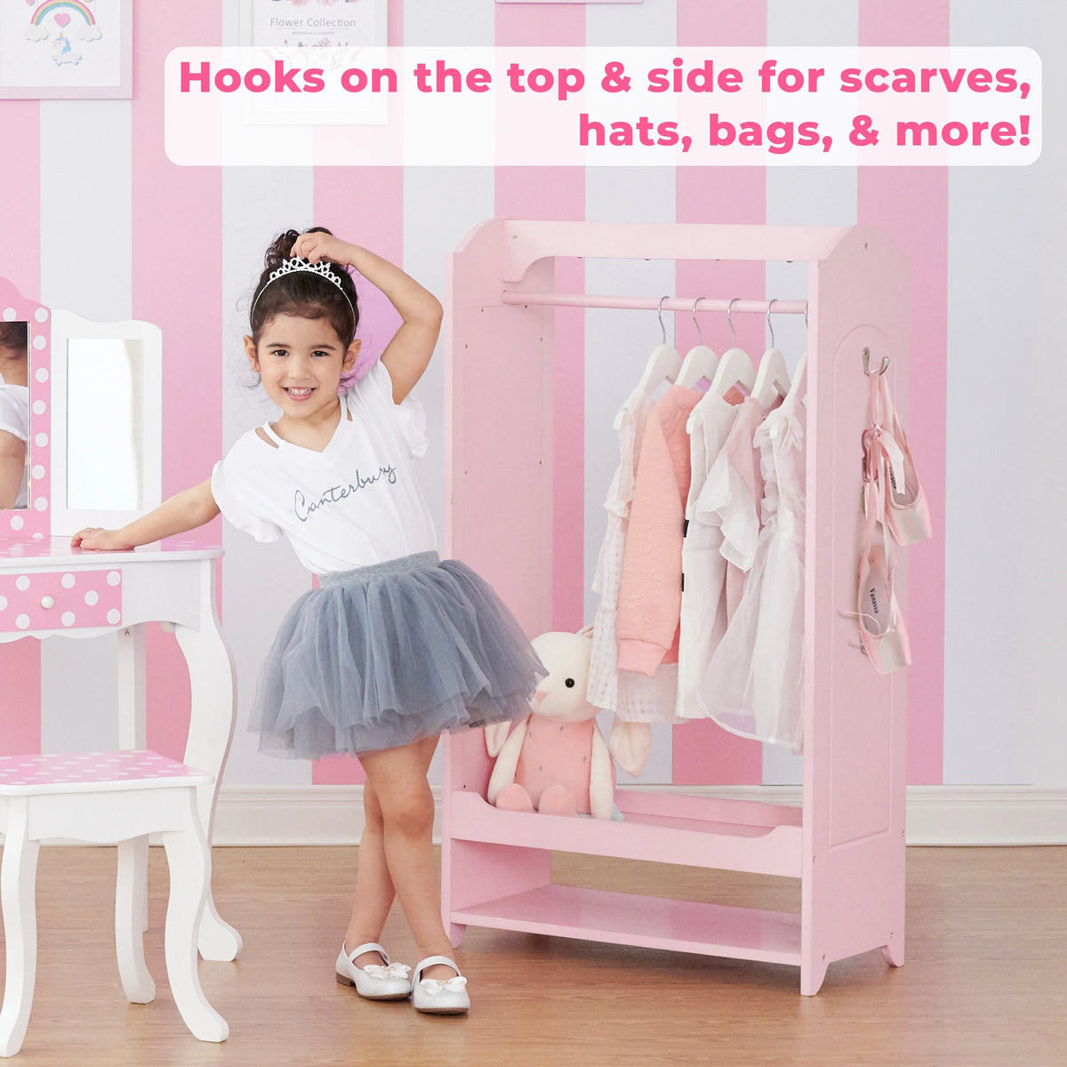 Fantasy Fields Little Princess Bella Wooden Open Armoire, Pink