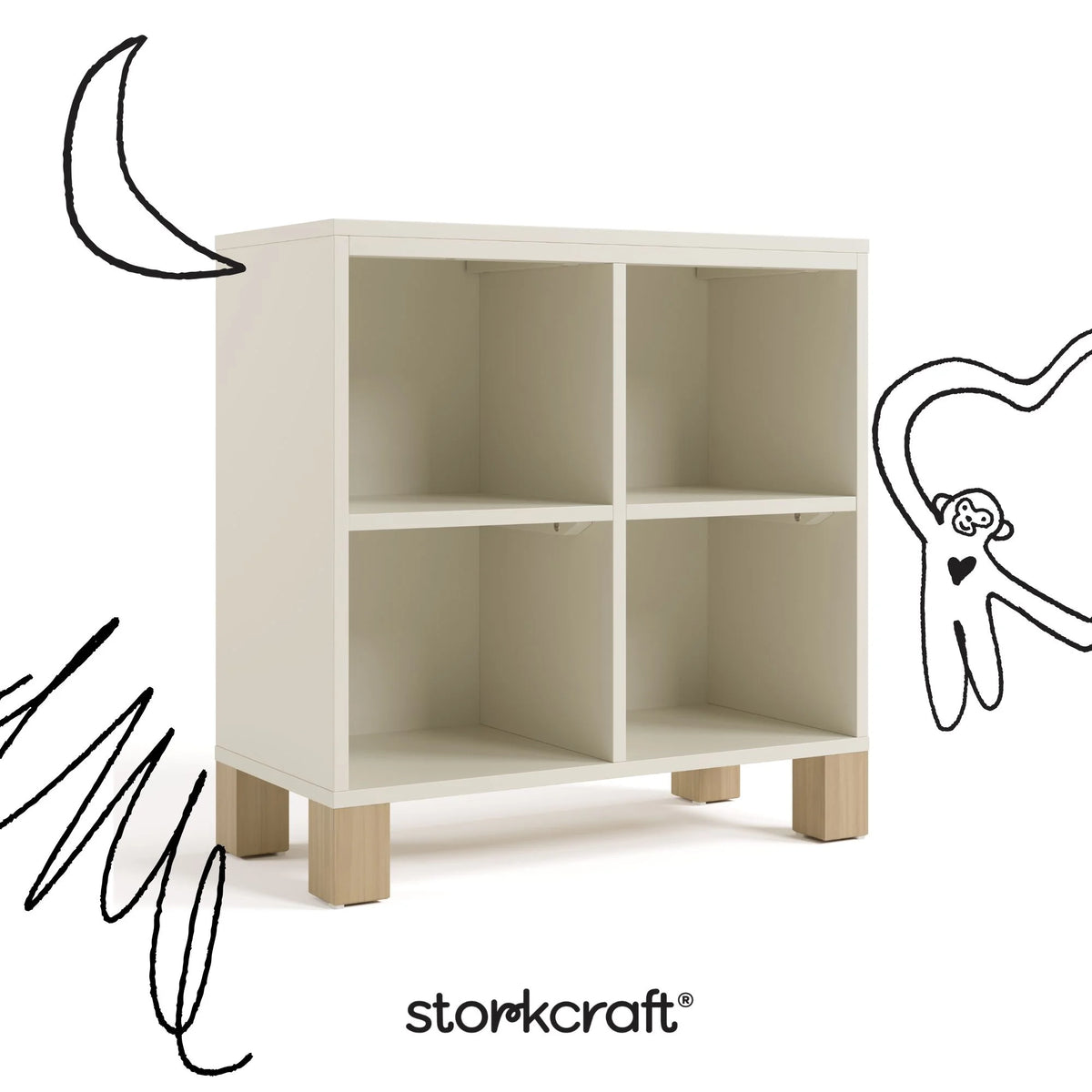 Storkcraft California Cube Organizer Children's Bookcase, Blush with Driftwood