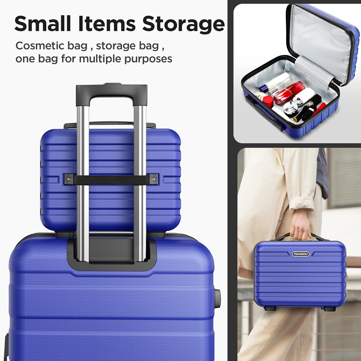 11Pcs Luggage Sets, ABS Hardshell Suitcase w/ Dual 360° Spinner Wheels & TSA Lock, Lightweight Durable Hardside Carry on Luggage for Travel, Deep Black