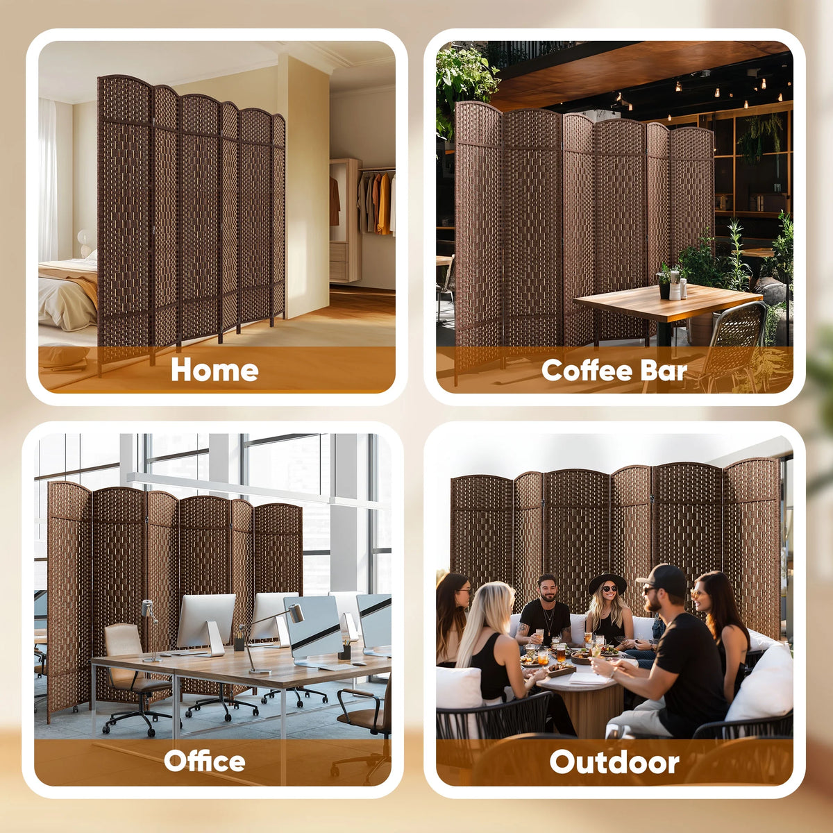 Jostyle Room Divider 6ft. Tall Extra Wide Privacy Screen, Folding Privacy Screens Freestanding Nature
