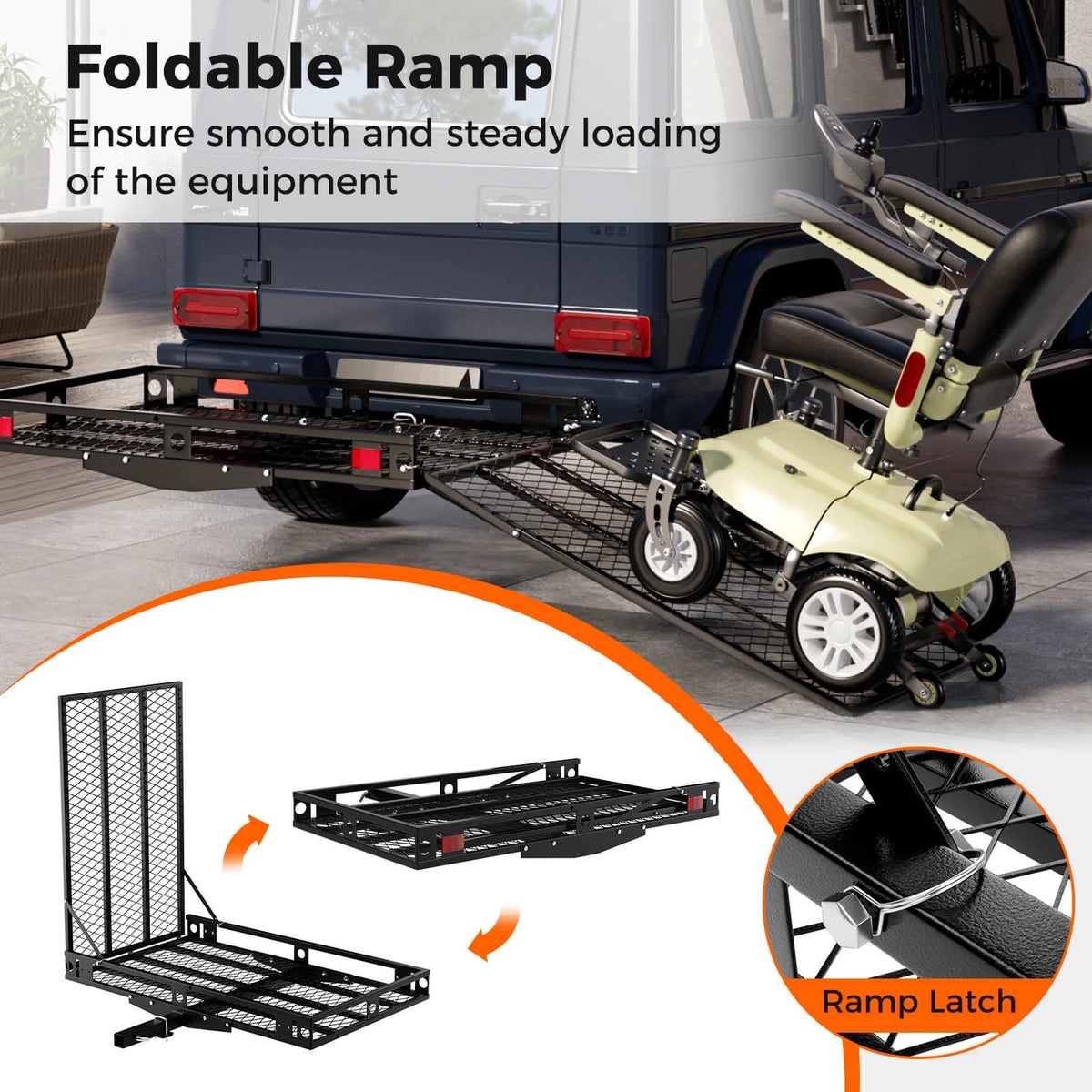 Costway 500lbs Strong Wheelchair Hitch Carrier Mobility Electric Scooter Loading Ramp