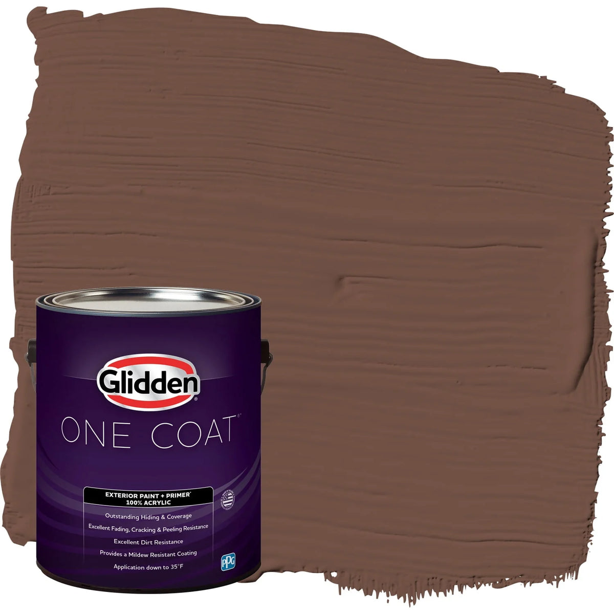 Glidden One Coat Exterior Paint and Primer, Bigfoot / Brown, Gallon, Flat