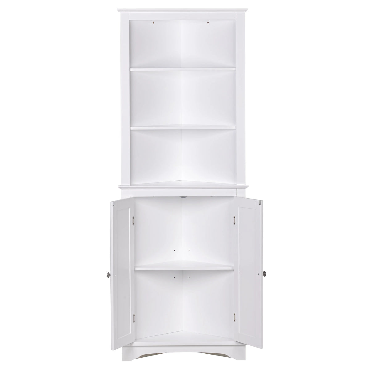 Spirich Tall Corner Cabinet with 2 -Shutter Doors, free-standing floor cabinet, White