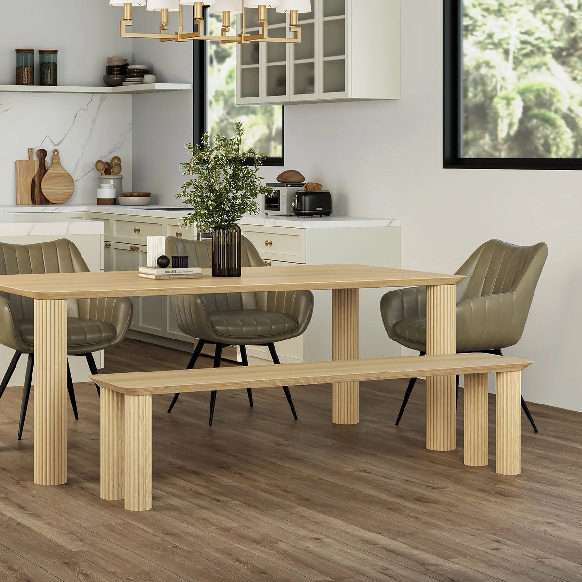 !nspire Mid-Century Modern Solid Wood 71" Bench - Natural