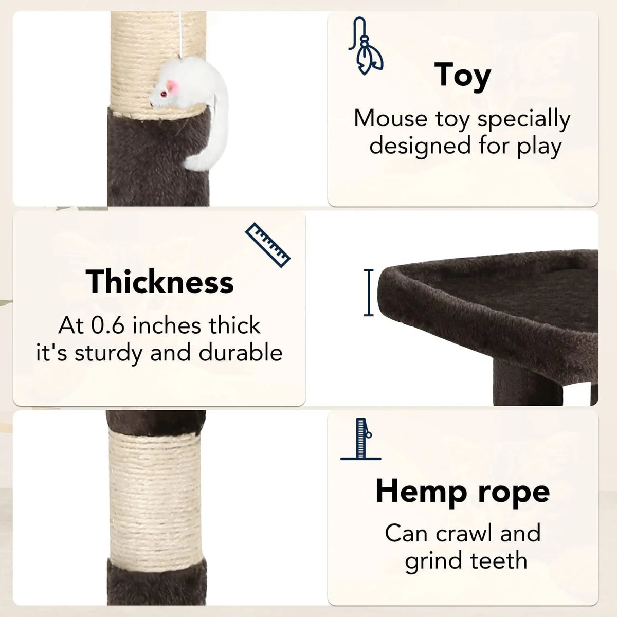 BestPet 36 inch Tall Cat Tower with Cat Scratching Post,with Cat Hammock & Funny Toy,Dark Gray