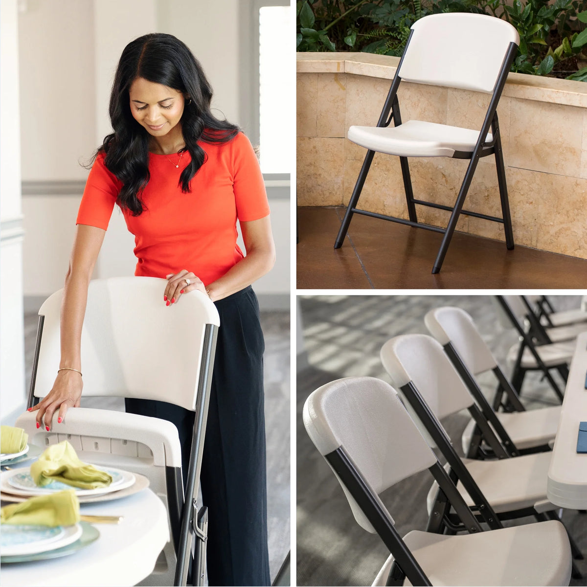 Lifetime Folding Chair, Indoor/Outdoor Commercial, White Granite, 4 Pack (42804)