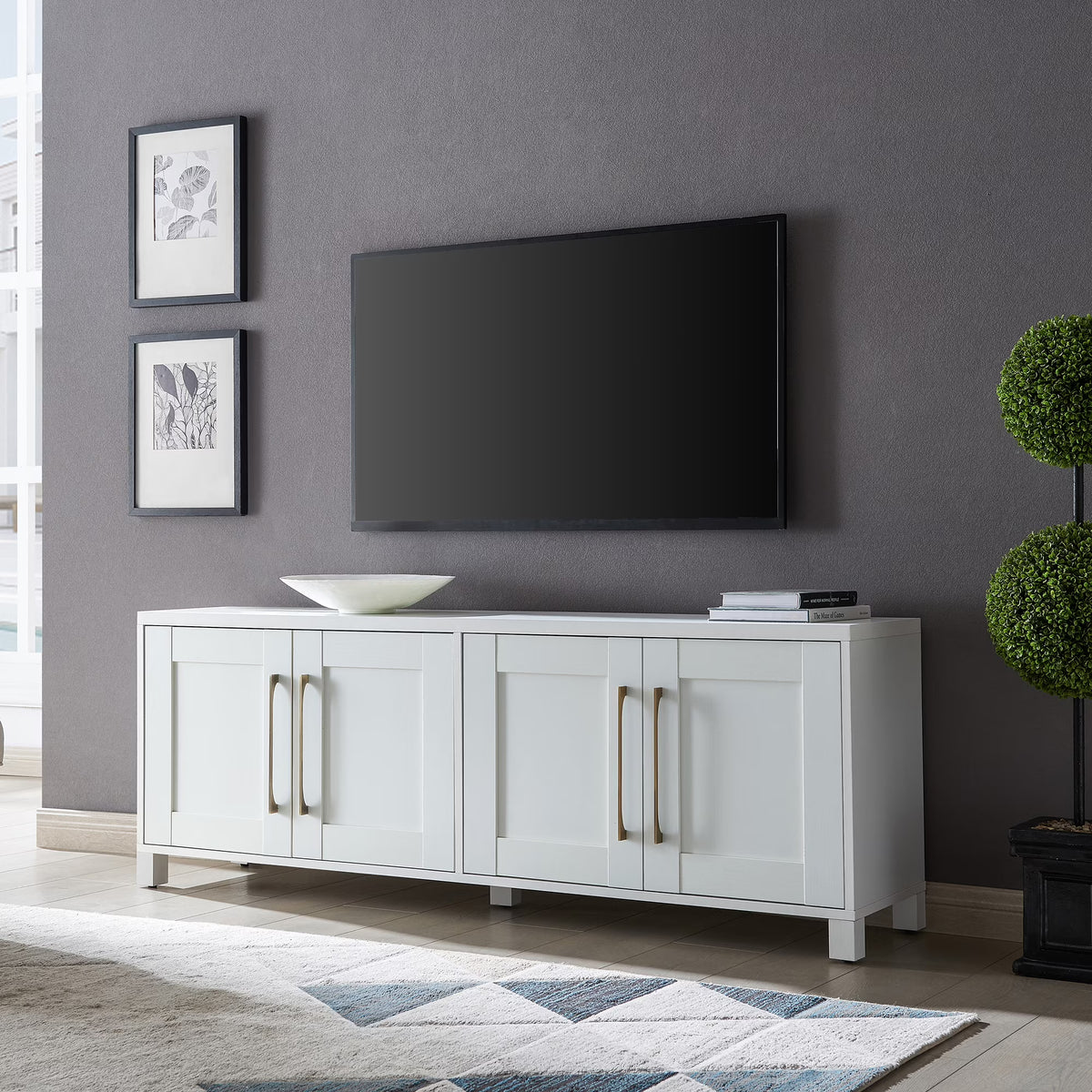 Evelyn&Zoe Chabot Rectangular TV Stand for TV's up to 75", Alder Brown