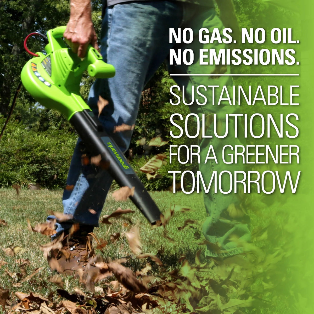 Greenworks 12 Amp 375 CFM Corded Electric Leaf Blower/Mulcher/Vacuum, 24022