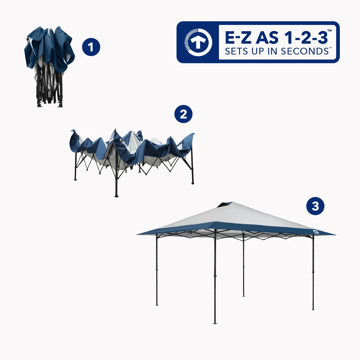 E-Z UP 13x13 ONE-UP Instant Canopy Tent �?Pop Up Outdoor Shade Tent with Vented Top, Adjustable Height & Roller Bag