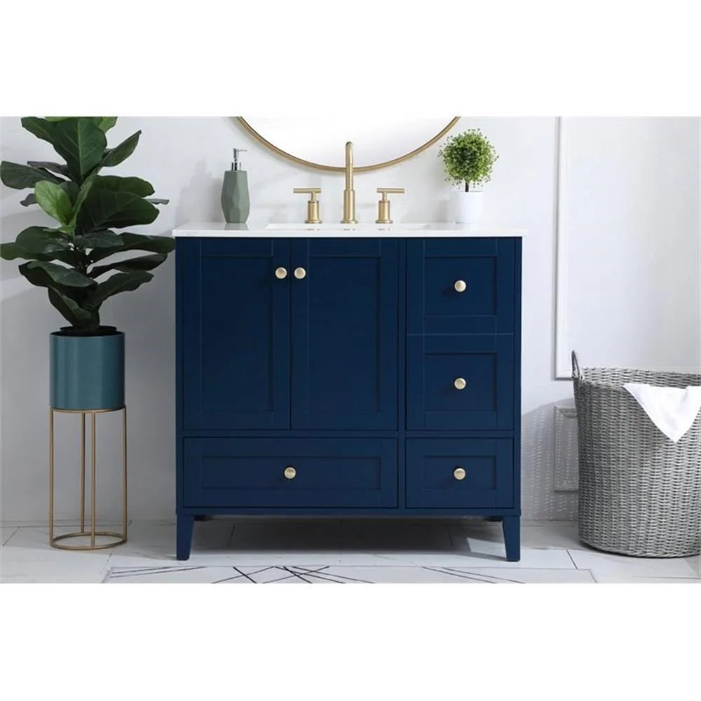Elegant Decor Sommerville 36" Single Quartz Top Bathroom Vanity in Gray