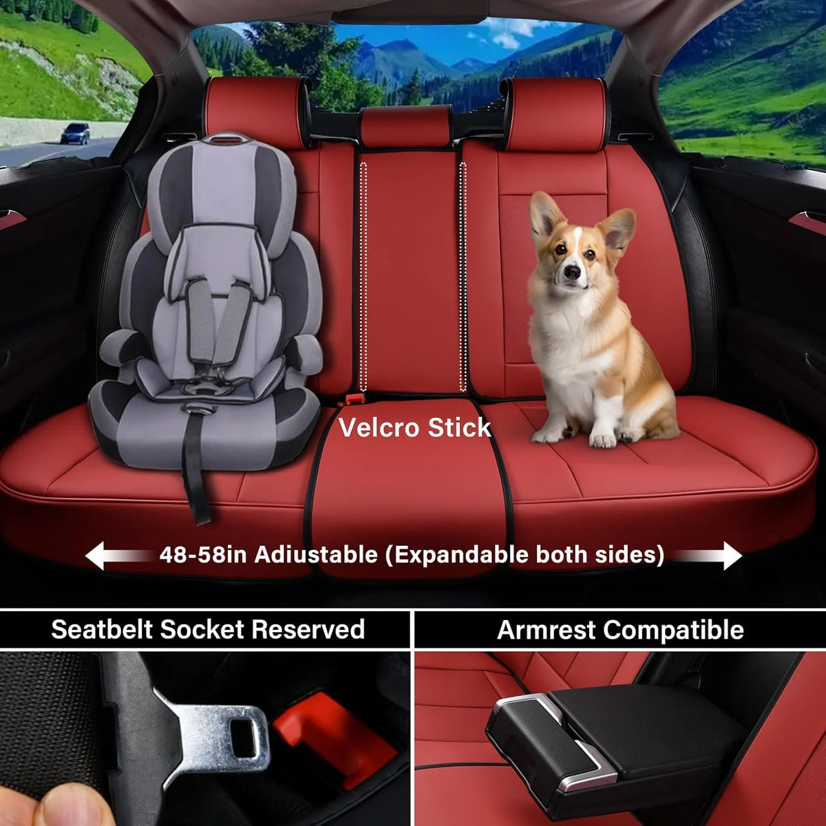 Coverado Black Front Car Seat Covers, Stylish Waterproof Premium Leather Automotive Seat Protectors, Airbag Compatible Auto Interior Accessories Universal Fit for Most Cars SUV Pick-up Trucks