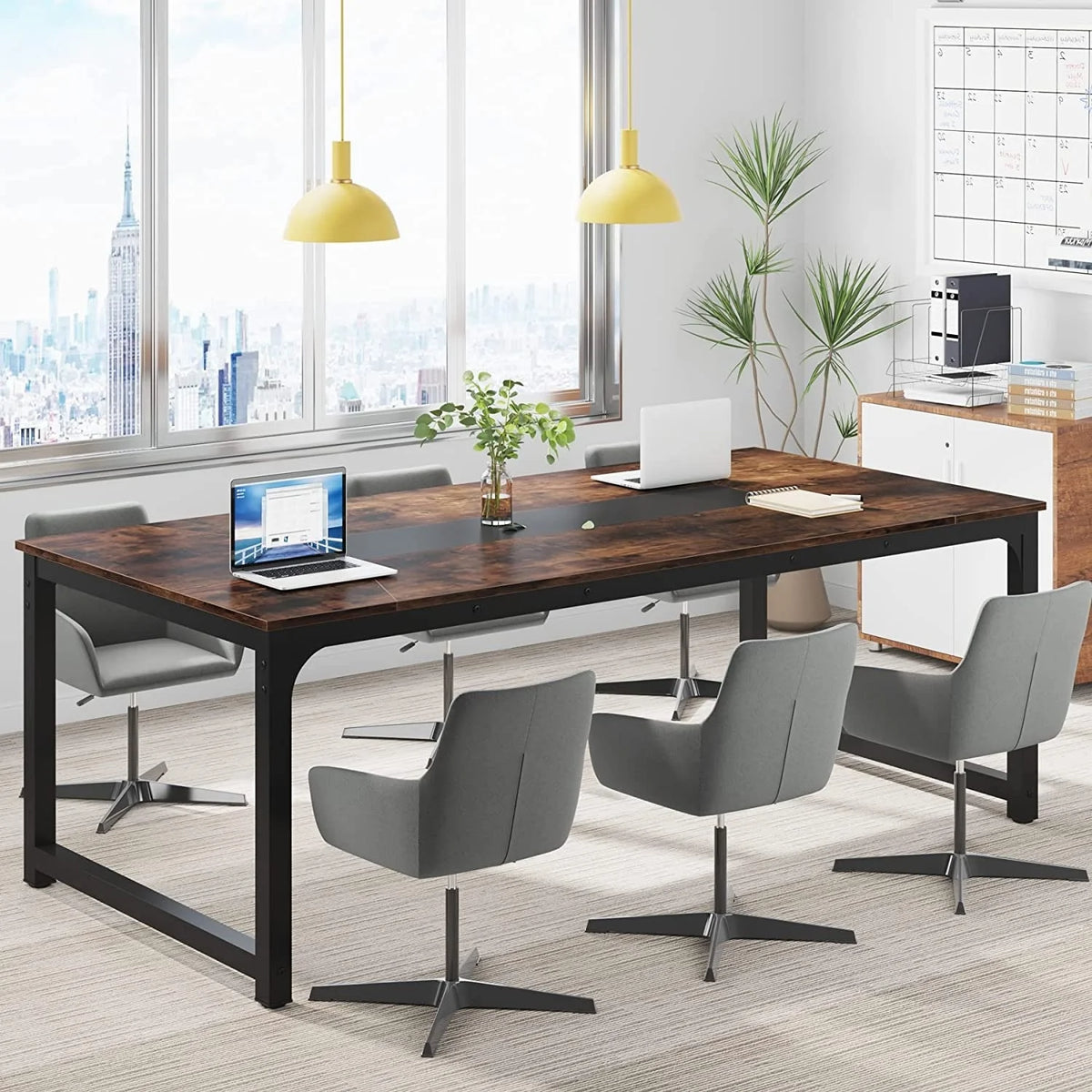 Large Simple Computer Desk Office Computer Table Writing Table for Home Office 63" L x 31.5" W x 29.5" H - Off White