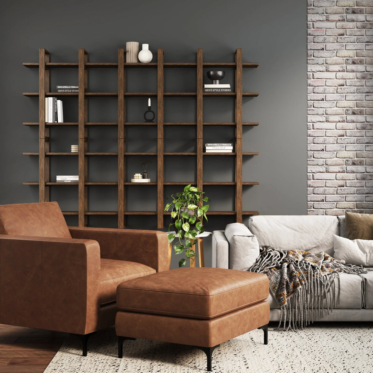 Nathan James Benji Floating Wall Book Shelves, 3-Tier Display Shelf, Decorative Modular Shelf in Solid Wood, Natural Brown