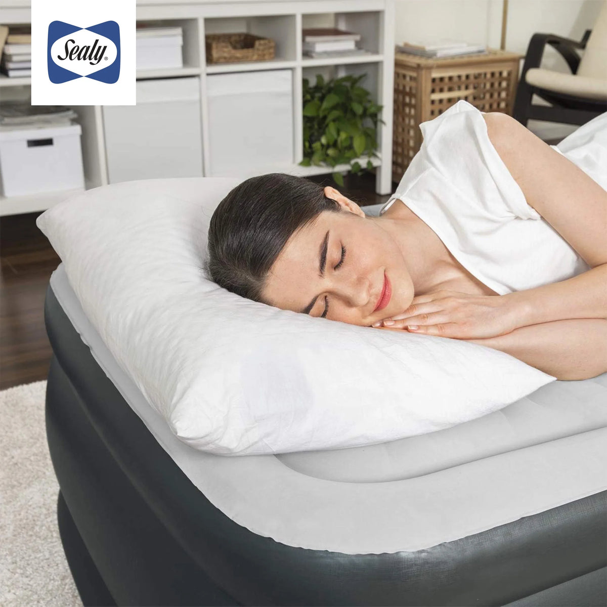 Open Box Sealy Tritech 20" Inflatable Mattress Twin Airbed w/ Built-In Pump