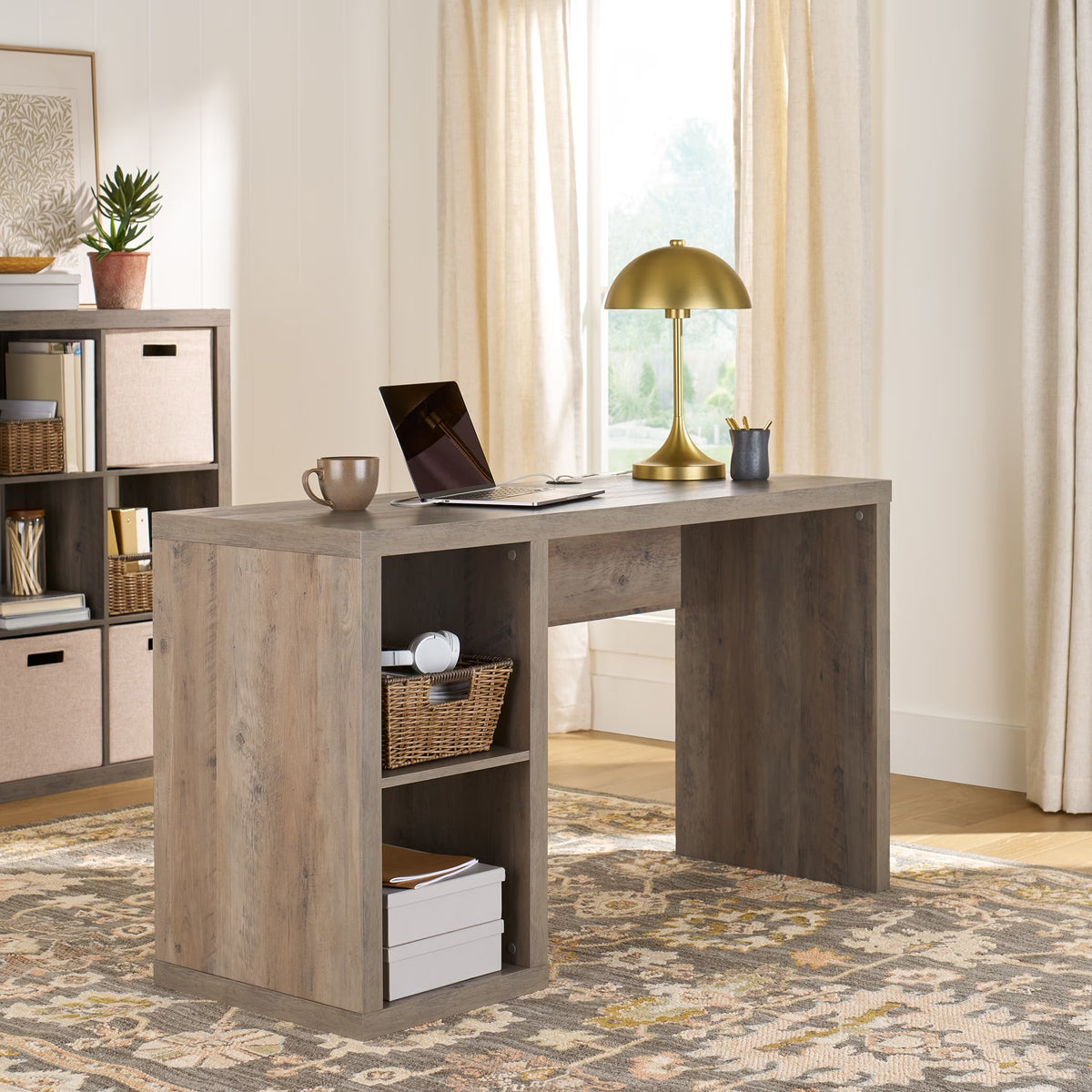 Better Homes & Gardens Cube Storage Office Desk, White Texture