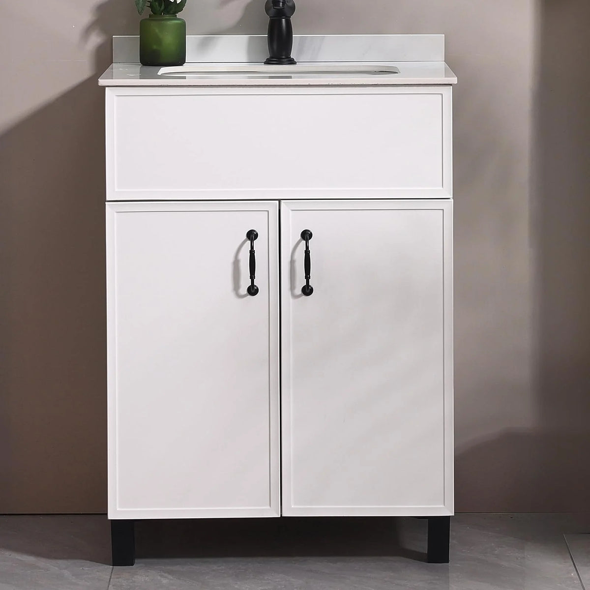 PROHIKER 29.1" Bathroom Vanity with Sink, Modern Bathroom Vanity Cabinet, Freestanding Bathroom Sink Cabinet with 1 Soft-Close Door and Metal Handle