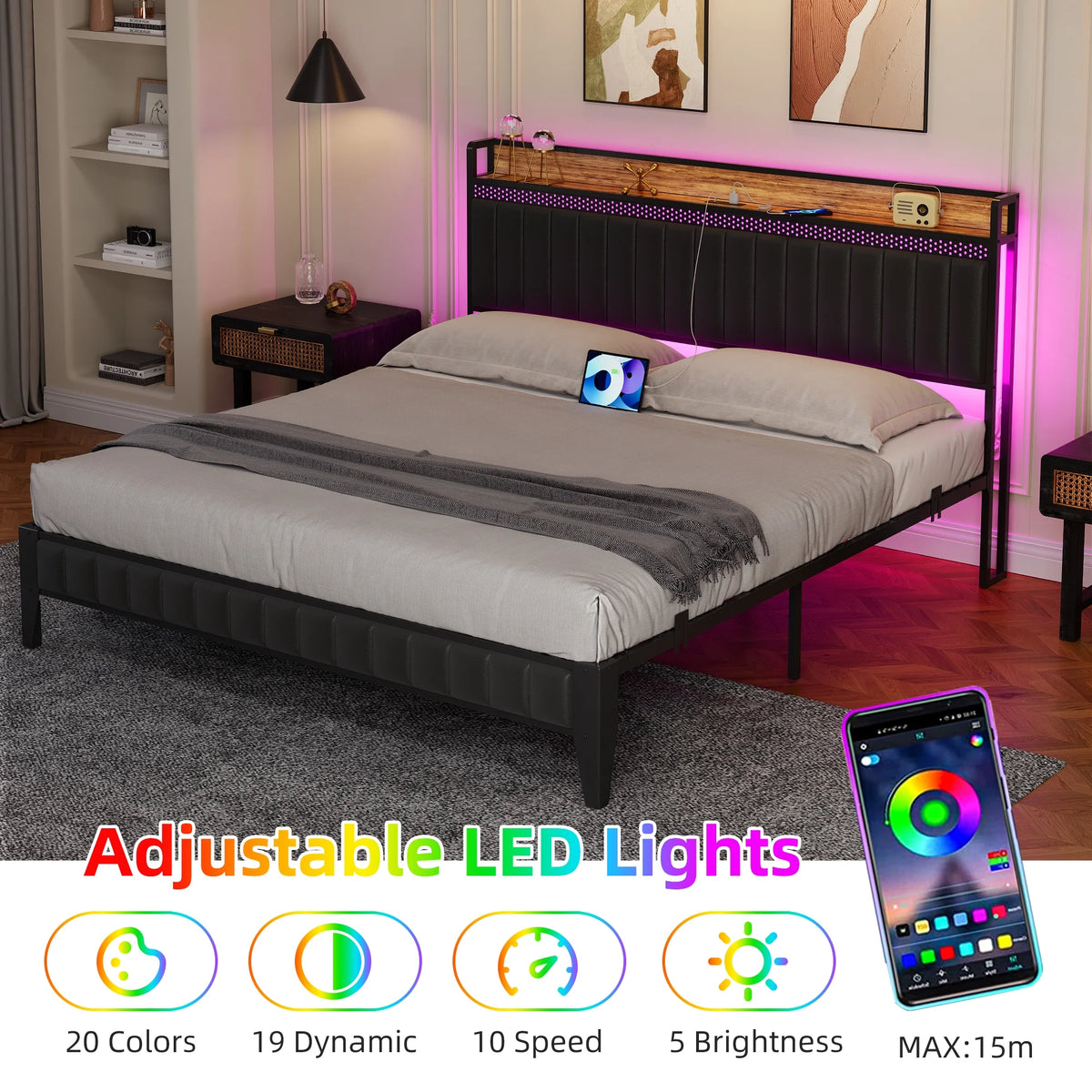 WhizMax Under Bed Storage Platform Bed Frame, Queen