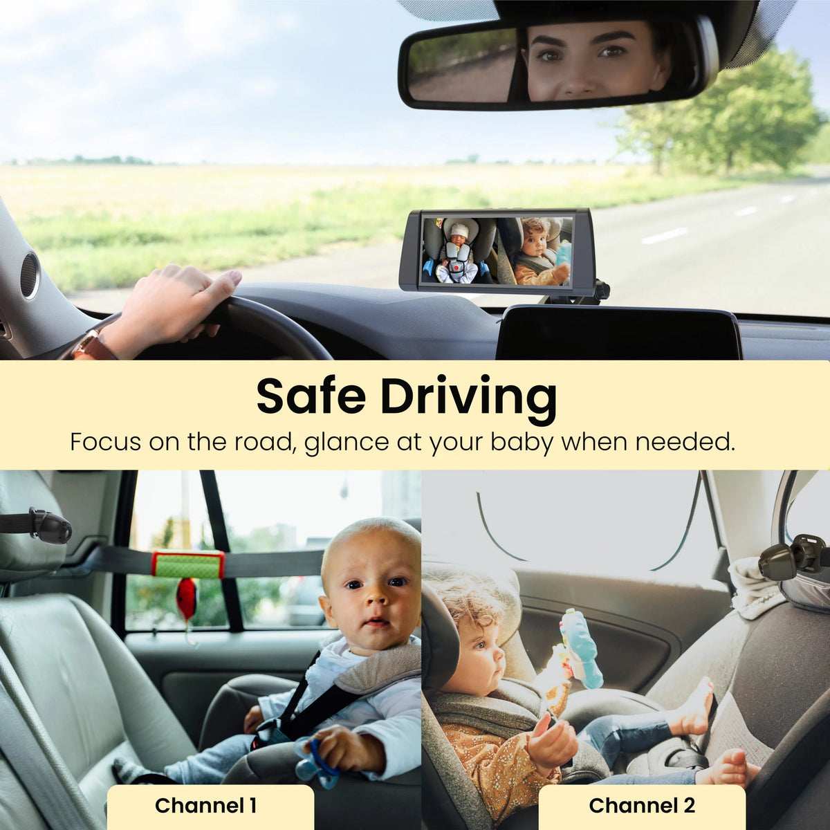 Rexing BC300 Dual Channel Baby Car Camera 1080p HD, IR Night Vision & Split-Screen Display