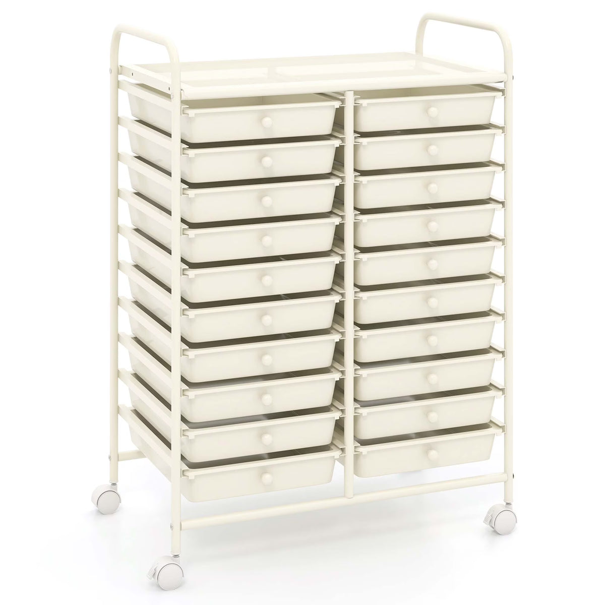 Costway 20 Drawer Rolling Storage Cart Tools Scrapbook Paper Office School Organizer Yellow