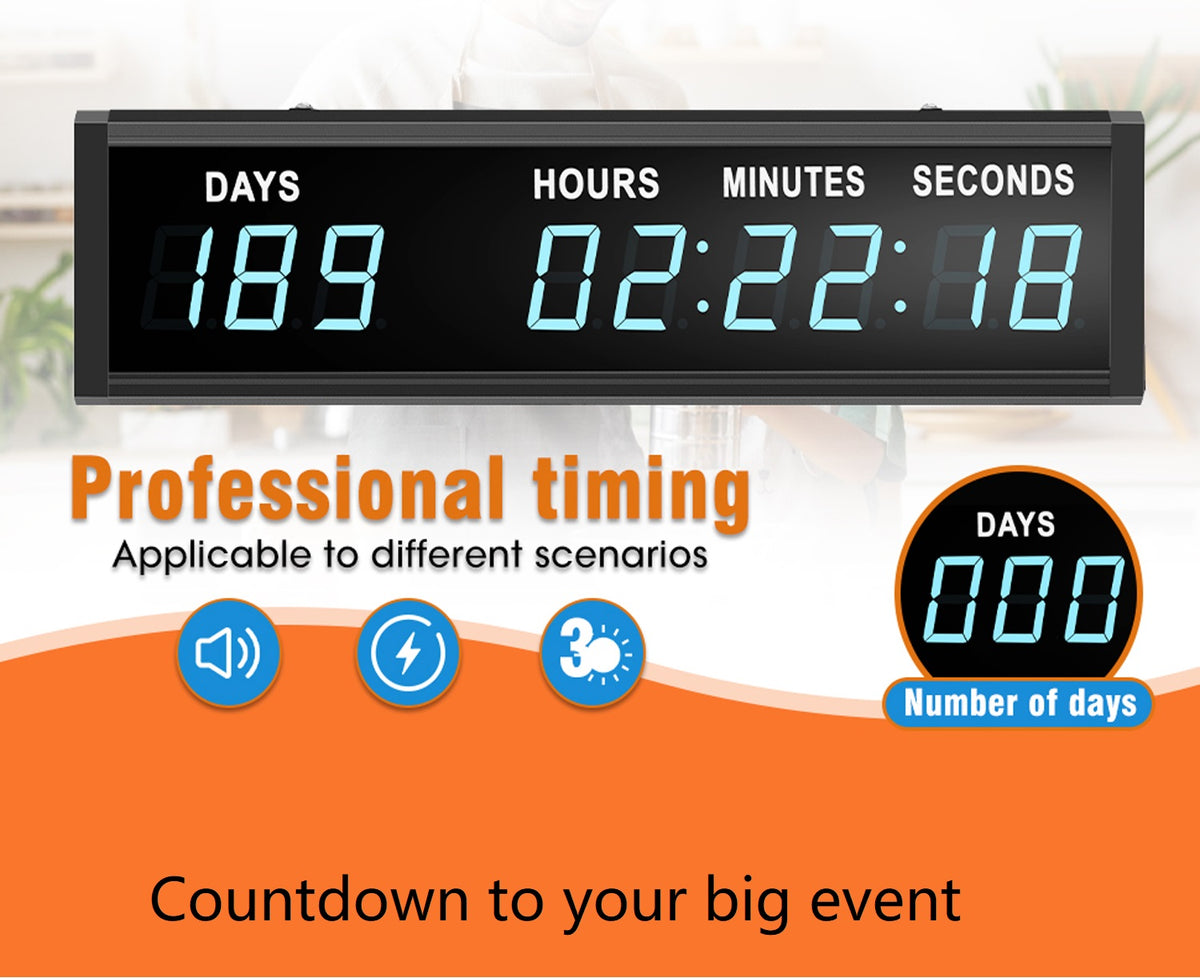 Btbsign  1.8" 9 Digits Large LED Countdown up Days Clock Blue Christmas Festival Event