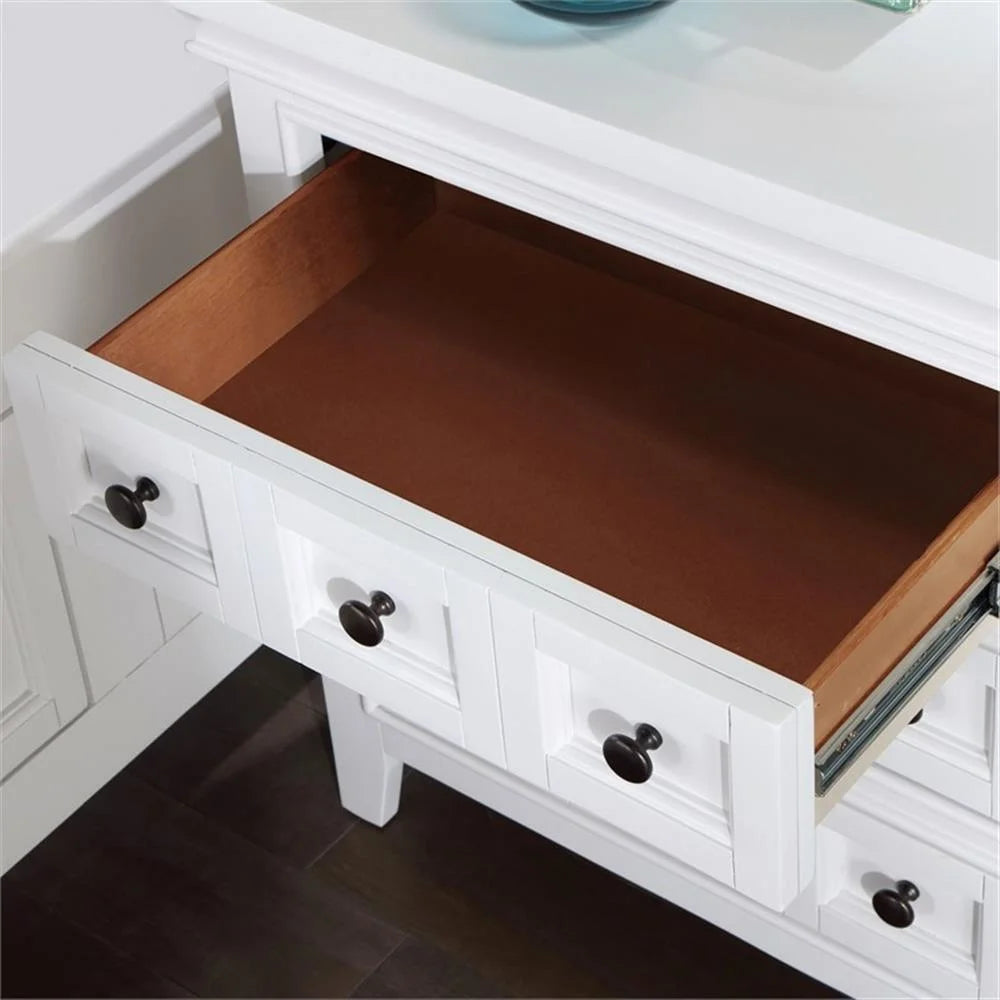 FOA Ender 5pc White Wood Bedroom Set - Full + 2 Nightstands + Dresser + Mirror