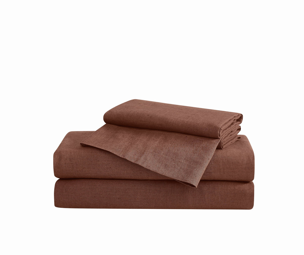 Brooklyn Loom Flax Linen 100% Linen Deep Pocket Olive Green 4-Piece Queen, All Season, Adult Size, OEKO-TEX Certified