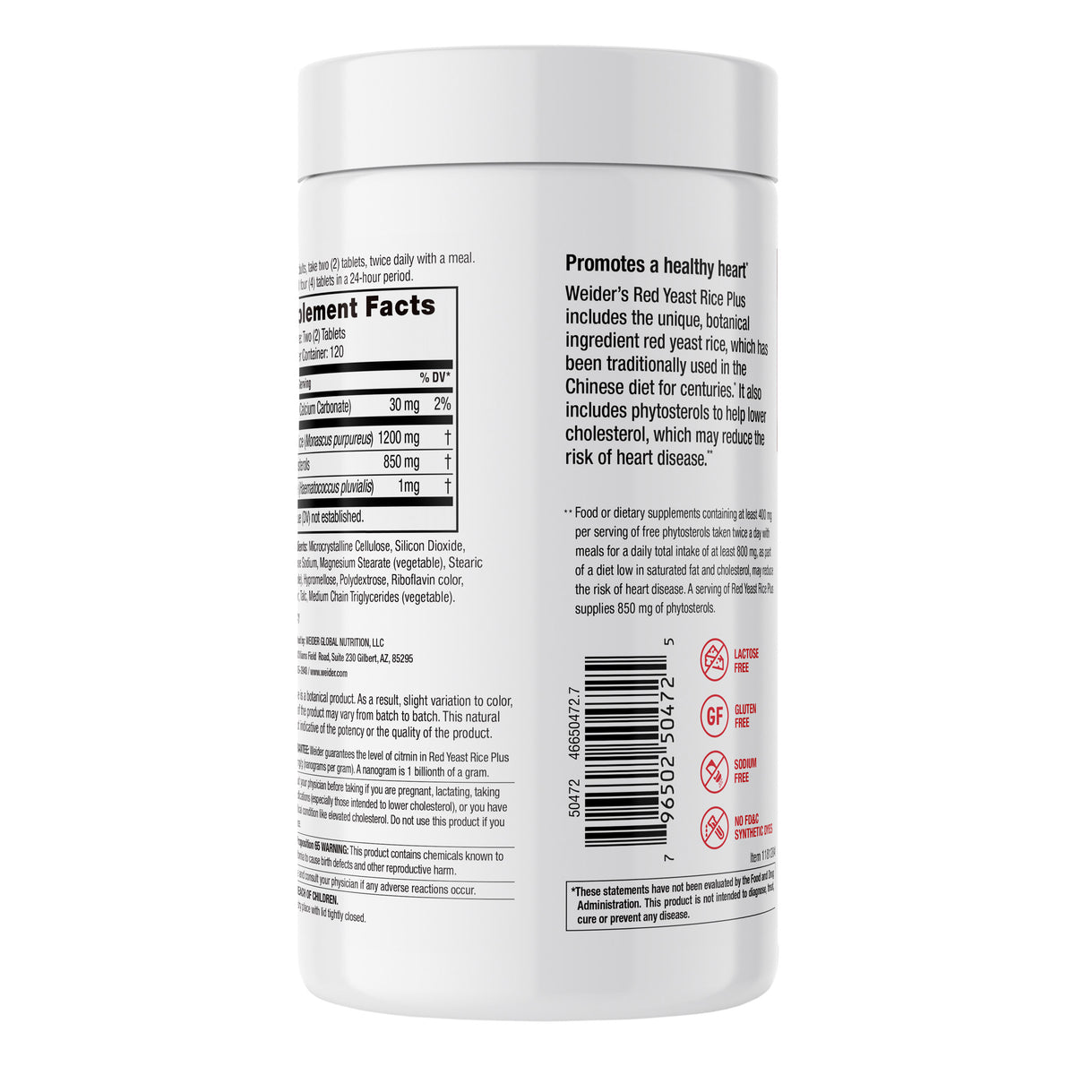 Weider Red Yeast Rice Plus 1200 mg, 240 Tablets