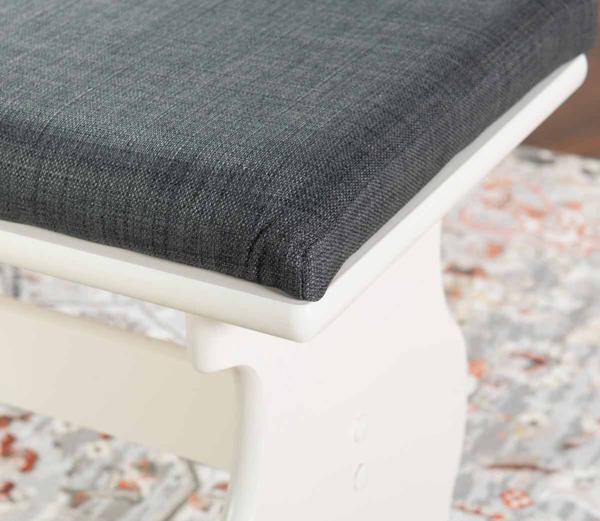 Linon Weston Corner Dining Breakfast Nook with Table and Bench, Seats 5-6, White Finish with Charcoal Fabric