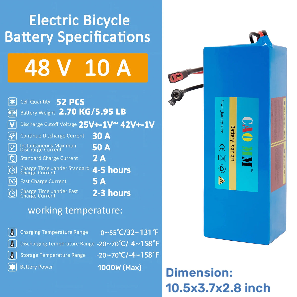 48V 8Ah Ebike Battery 48V Lithium Battery 30A BMS with Charger 48V Battery for 750W Electric Bike Motorcycle